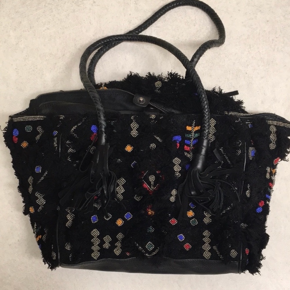 Black Embroidered Anthropologie hobo Bag -.never worn